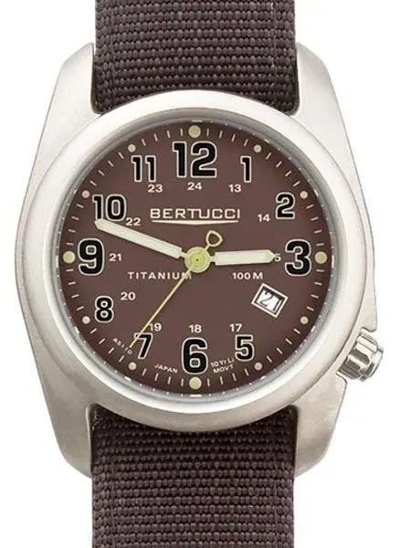 Bertucci A-2T Dark Brown Dial Titanium Watch with Brown Nylon Strap #12704