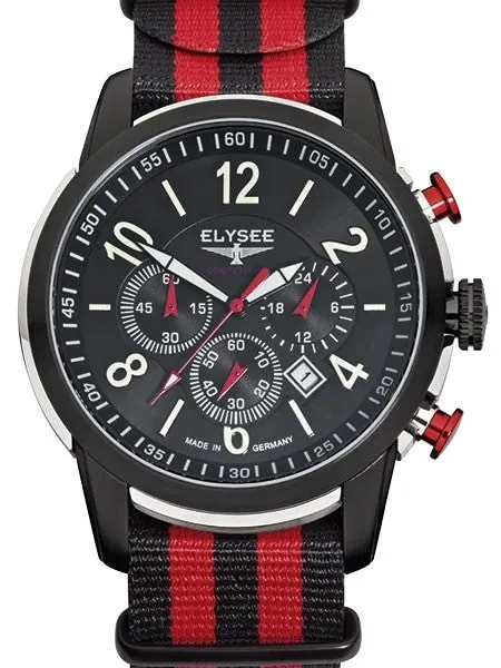 Elysee 45mm The Race I Quartz Chronograph Watch with 60-minute Stopwatch and Sapphire Crystal #80524