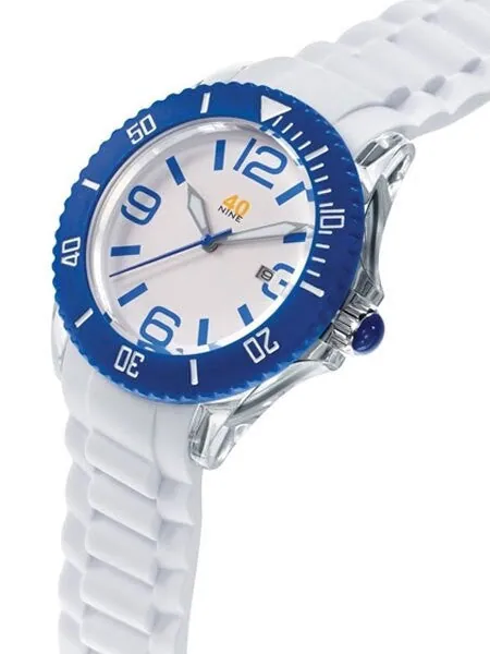 40Nine Clear Plastic 46mm Case with White Silicone Rubber Strap #40NINE02-BLUE3