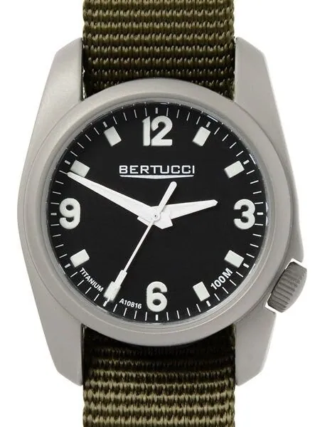 Bertucci A-1T Titanium 36mm Field Watch with Olive Nylon Strap #10302