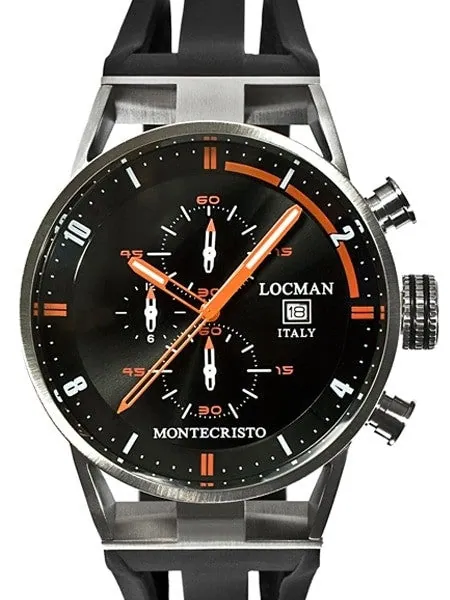 Locman Montecristo 100 Meter Quartz Chronograph Watch with 44mm Case #510BKORBK
