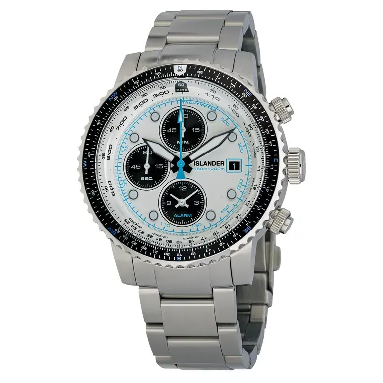 Islander Calverton Flight Chronograph Alarm Watch with White Dial #ISL-284