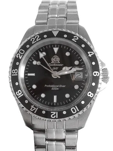 Tauchmeister T0021 600-Meter Quartz GMT Dive Watch with Screw-Down Crown