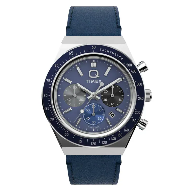 Timex® Q Chronograph 40mm Leather Strap Watch #TW2Y36100