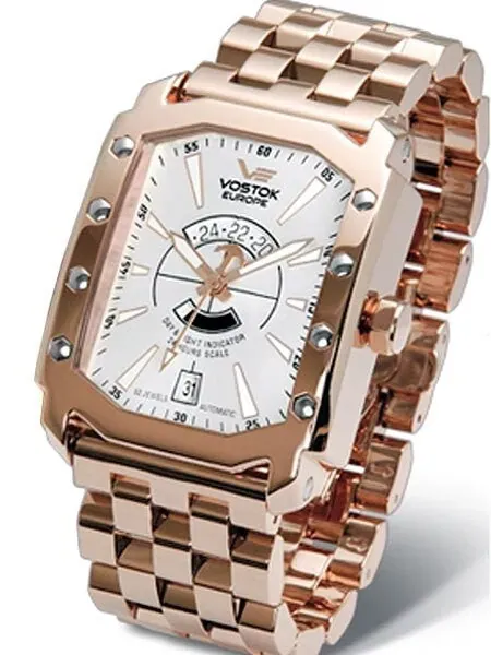 Vostok-Europe Arktika Rose Goldtone Automatic Watch with AM-PM Indicator #3409155B