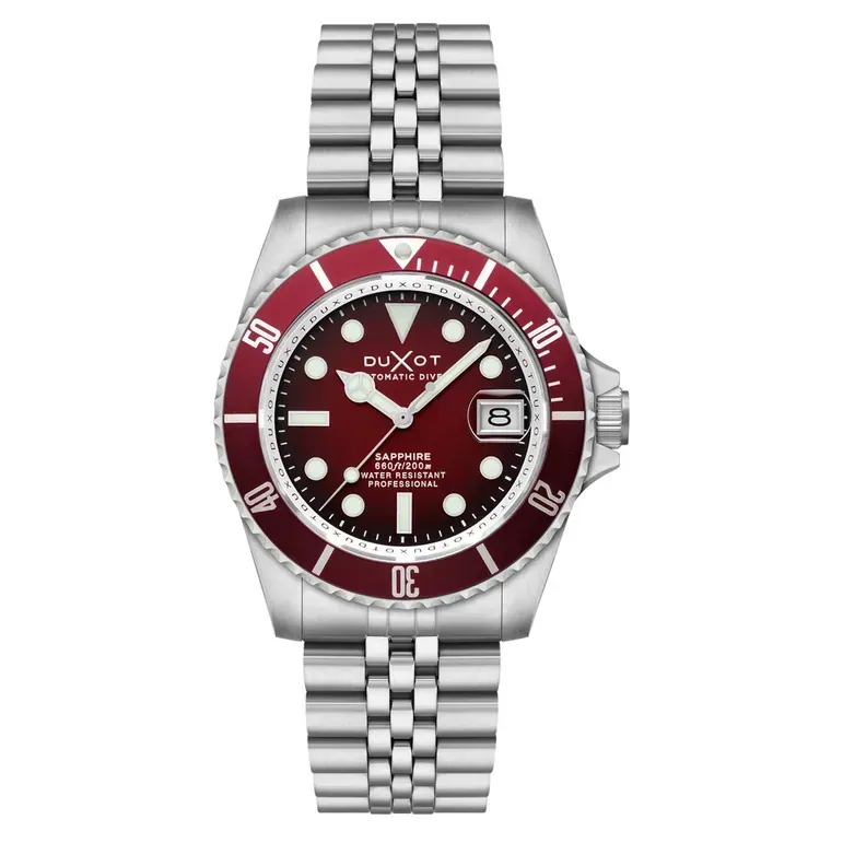 Duxot Atlantica Automatic Dive Watch with Merlot Red Dial #DX-2057-EE