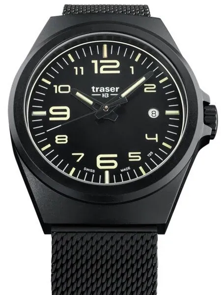 Traser P59 Essential M Black Dial Watch w/Trigalight + SuperLuminova #108206