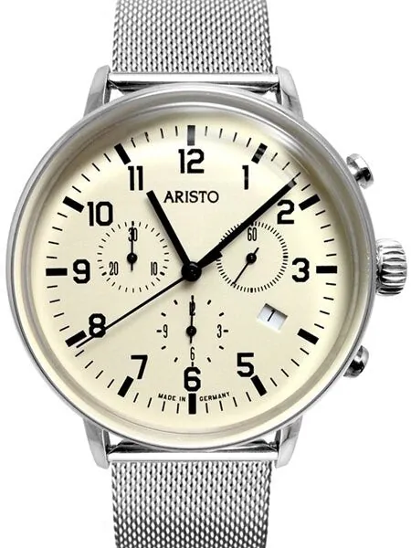 Aristo Bauhaus Swiss Quartz Chronograph Watch on Mesh Bracelet #4H160M