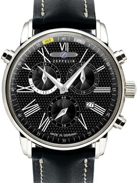 Graf Zeppelin Chronograph Watch with Alarm Funcition, Domed Crystal #7696-2