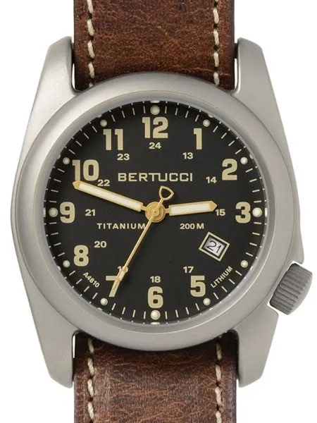 Bertucci A-2T Titanium Watch, 10-Year Lithium Battery, Horween Leather #12712