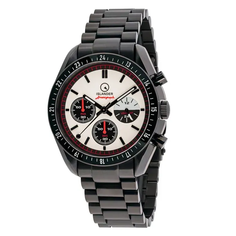 Islander USA Assembled Bethpage Amerigraph Full Lume (BGW9) Dial PVD Watch with Chronograph Function #ISL-202