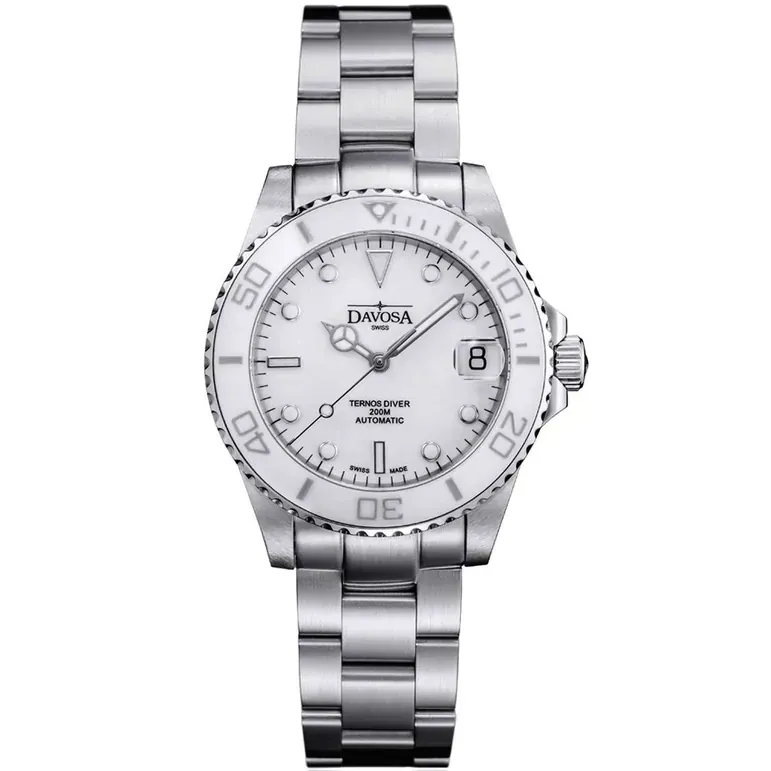 Davosa 36.5mm Medium Ternos Swiss Automatic Dive Watch with White Dial #16619510