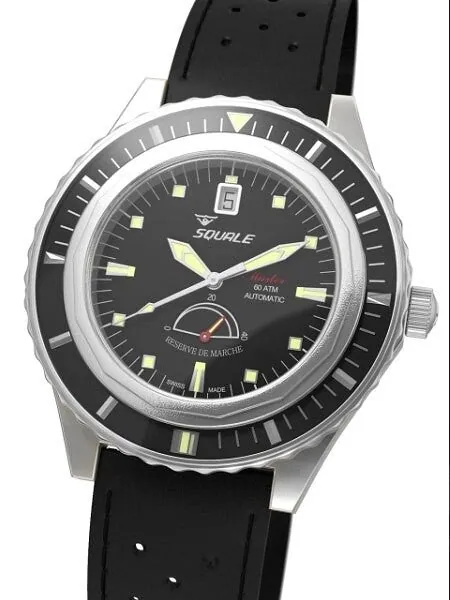 Squale Master Professional Swiss Automatic Dive watch with Power Reserve Indicator #MSTR-Black