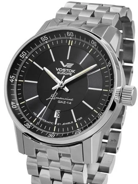Vostok-Europe GAZ Limo Black Dial Watch with Trigalight Illumination 5651137B