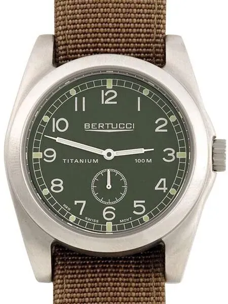 Bertucci A-3T Vintage 42 Titanium Watch with Brown Nylon Strap #13303