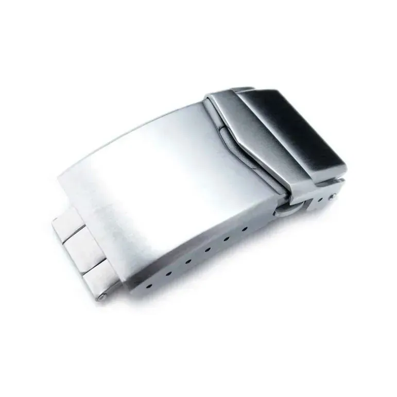 Stainless Steel V Clasp Double Lock Diver Buckle, Brushed #CLASP-01
