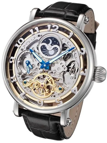 Rougois Dual Time Zone Skeleton Automatic Watch with Day/Night Dial #RGSA47