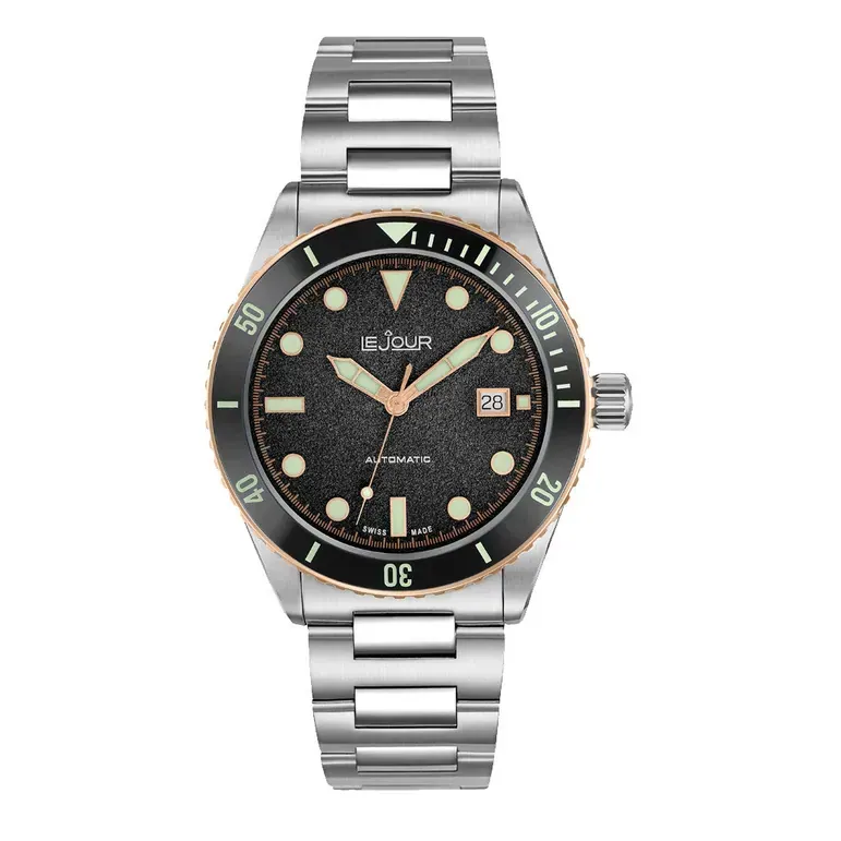 Le Jour Seacolt Automatic Swiss Dive Watch with Black Textured Dial #LJ-SCD-001