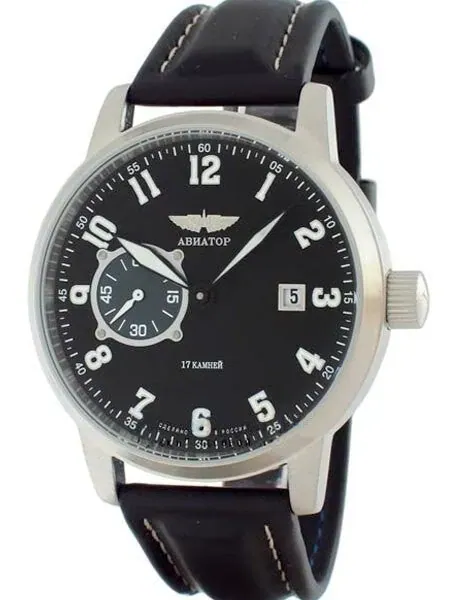 Aviator 45mm Mechanical, Hand Wind Watch with Easy to Read Black Dial 1