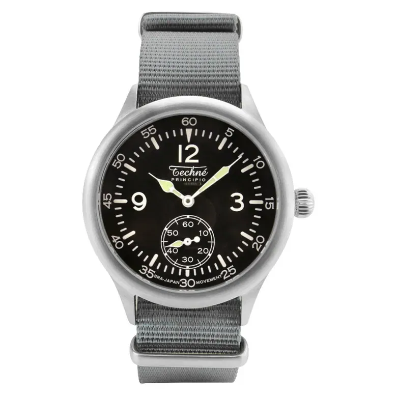 Techne 39.5mm Merlin Quartz Aviator Watch with Grey Strap #246.021