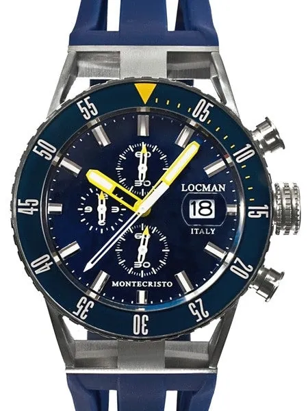 Locman Montecristo 200 Meter Quartz Chronograph Dive Watch with 44mm Case #512BLYLBL