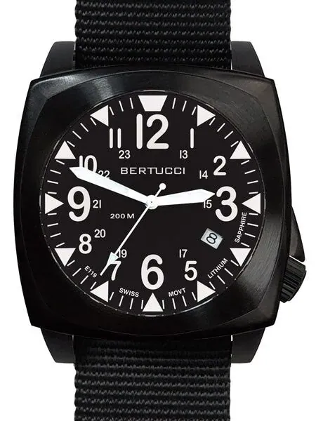 Bertucci E-1S Ballista 44mm Black Ion Field Watch with a Dome Sapphire Crystal #13600