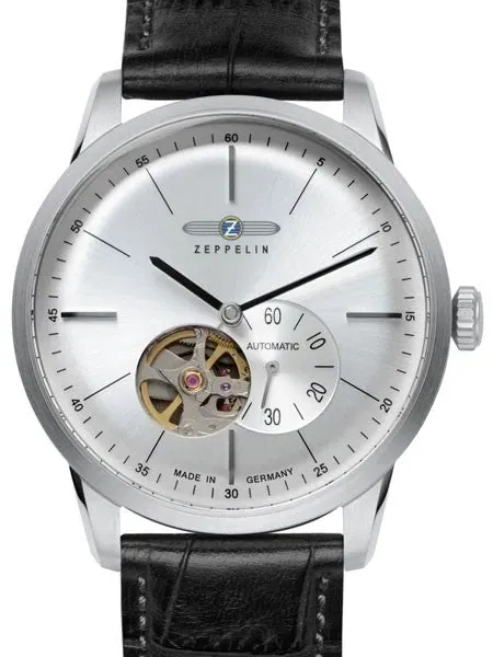 Graf Zeppelin Flatline Automatic Open-Heart Watch with Small Seconds #7364-4