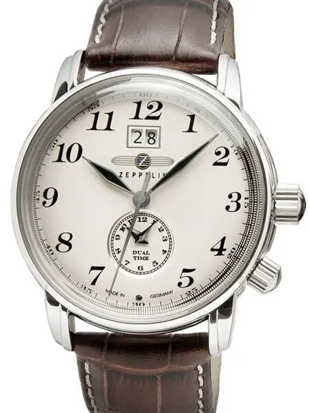 Graf Zeppelin German Made, Dual Time, Big Date Watch with Two Crowns. #7644-5