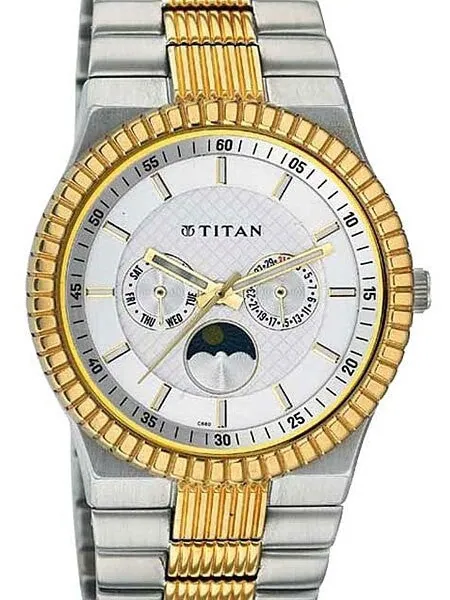Titan Two-tone Tycoon Quartz Dress Watch with Day, Date and Moonphase #1532BM01