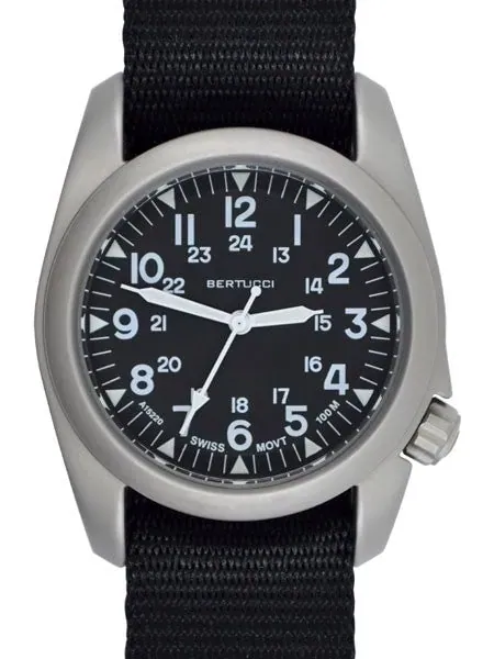 Bertucci A-2S Vintage with Swiss Movement, Black Dial, 40mm Stainless Steel Case #11500