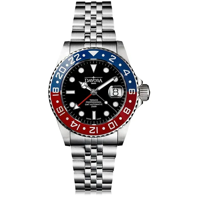 Davosa Ternos Swiss Automatic 200 Meter GMT Dual-Time Watch with 120-Click Ceramic Bezel #16157106