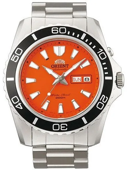 Scratch and Dent - Orient Orange Dial Mako II Automatic Dive Watch on a Bracelet #EM75001M-SND1