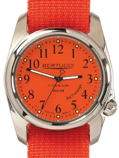 Bertucci A-2T International Orange Watch with Polished Titanium Case #12063