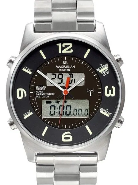 Maximilian Radio Controlled, Analog Digital Chronograph GMT, Alarm Watch #5402M-3