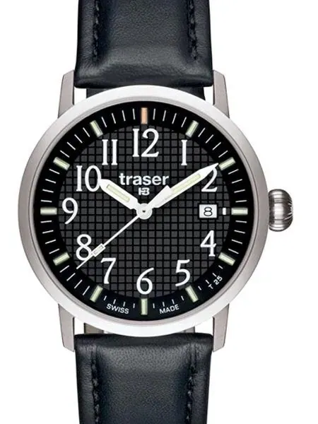 Traser Classic Basic Black Watch with Black Waffle Dial and Leather Strap T4102.740.A2.01
