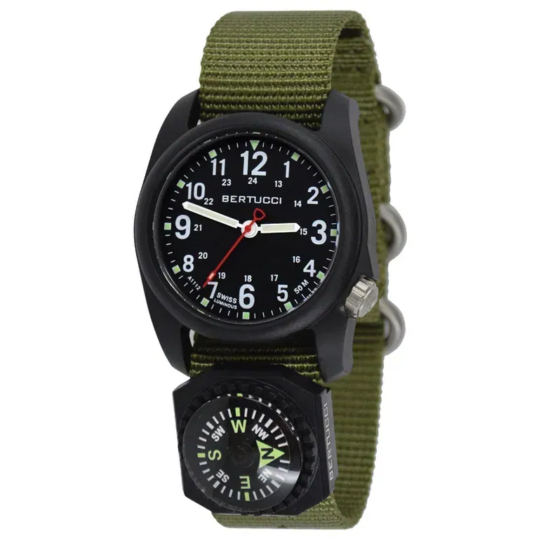 Bertucci DX3 Compass™ Field Watch with Nylon Strap, Black Dial - #11103