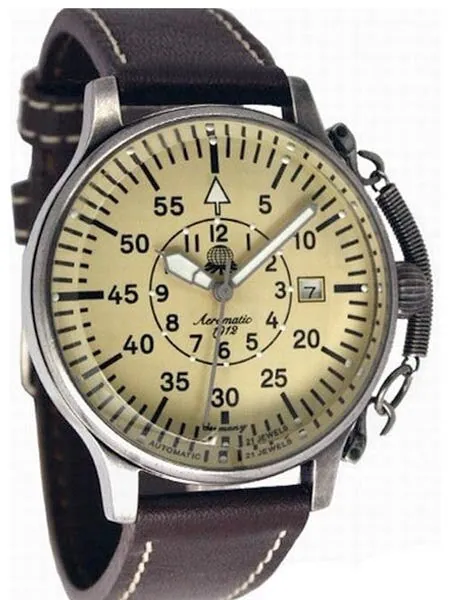 Aeromatic 1912 Automatic Aviator's Watch with Retro Crown Retention Spring #A1383