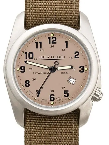 Bertucci A-2T Brown Dial Titanium Watch with Dark Kaki Nylon Strap #12701