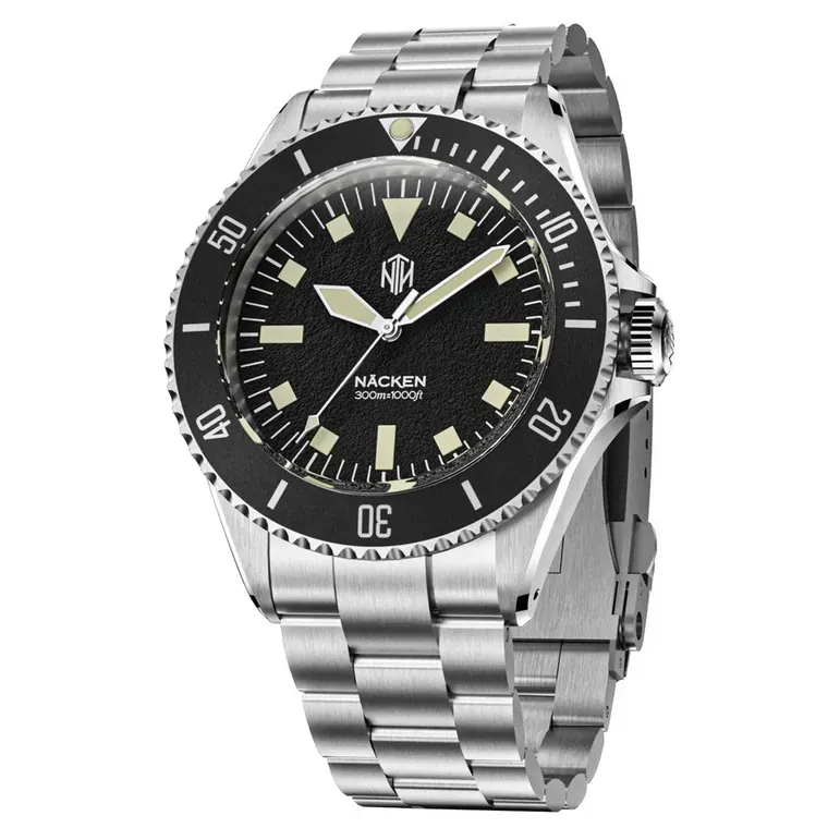 NTH Legends Series Näcken Vintage Black Dive Watch without Date #WW-NTHL-NVKN