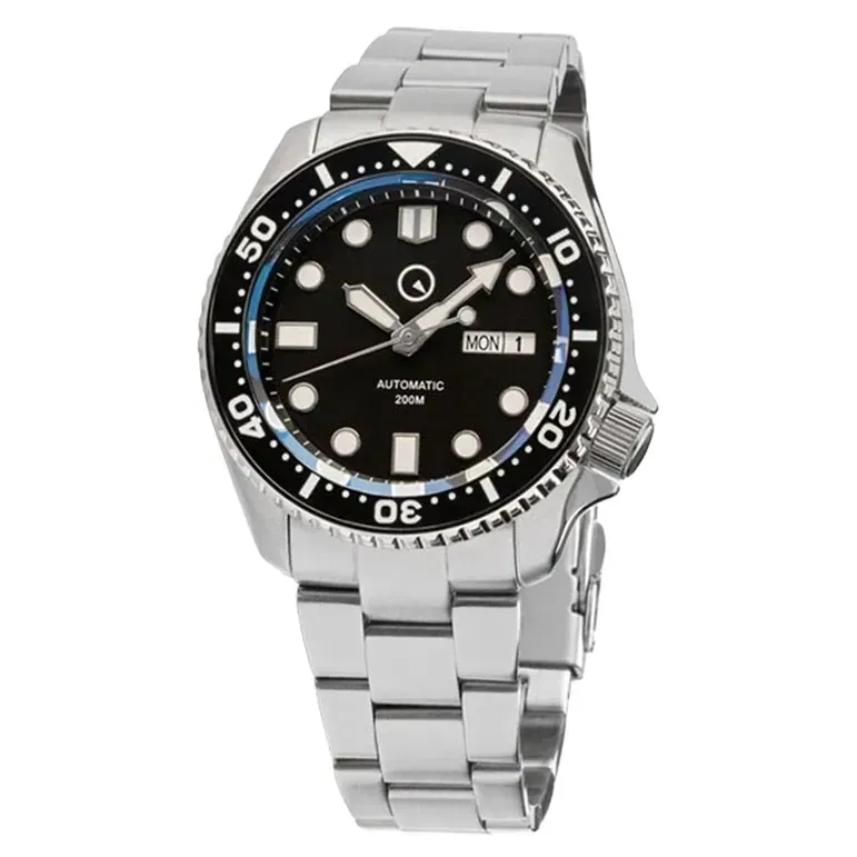 Islander Automatic Dive Watch with Solid-Link Bracelet, AR Sapphire Crystal, and Luminous Ceramic Bezel Insert #ISL-02