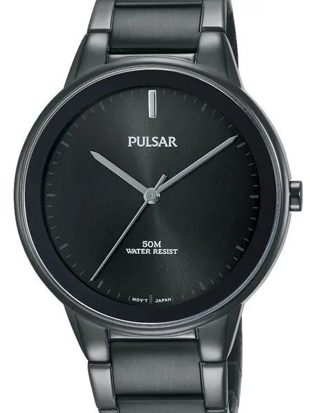 Pulsar Black Dial Quartz Watch with Matching Bracelet #PG2045