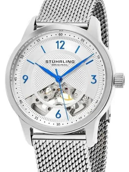 Stuhrling 17-Jewel Mechanical, hand winding watch with 40mm case, Mesh Bracelet #977M.01