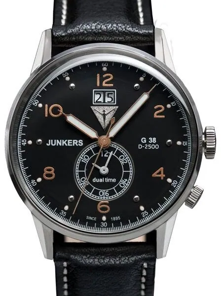 Junkers G38 Big Date, Dual Time Watch with Two Crowns #6940-5