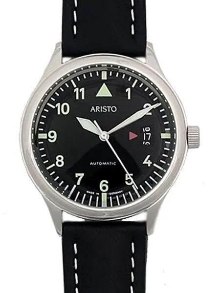 Aristo 4H354 Black Dial Swiss Automatic Open Date Window Watch