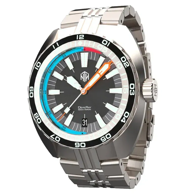 NTH DevilRay 500-Meter Automatic Dive Watch with Black Dial and Date #WW-NTH-DRKD