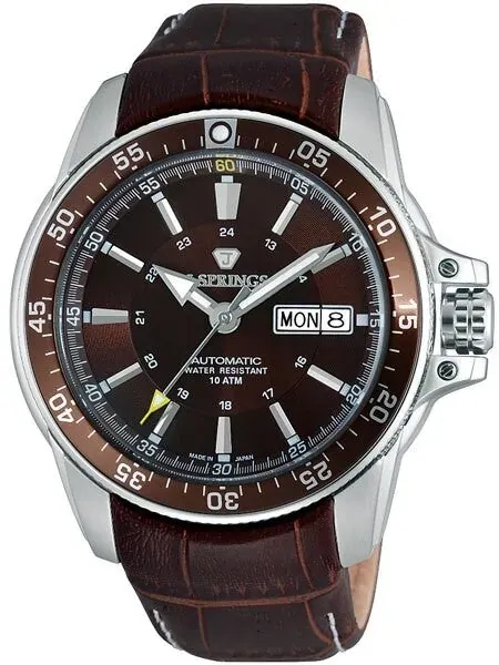 J. Springs Automatic 21-Jewel Sport Watch with Day and Date, Brown Dial #BEB098