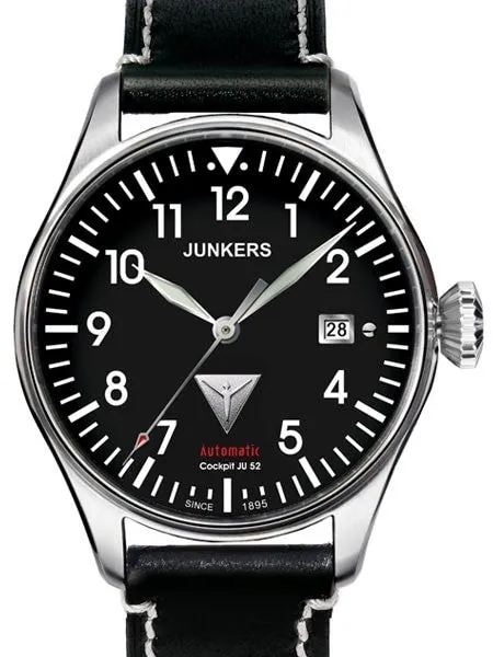 Junkers Cockpit Series Automatic Watch with Diamond Cut Crown #6150-2