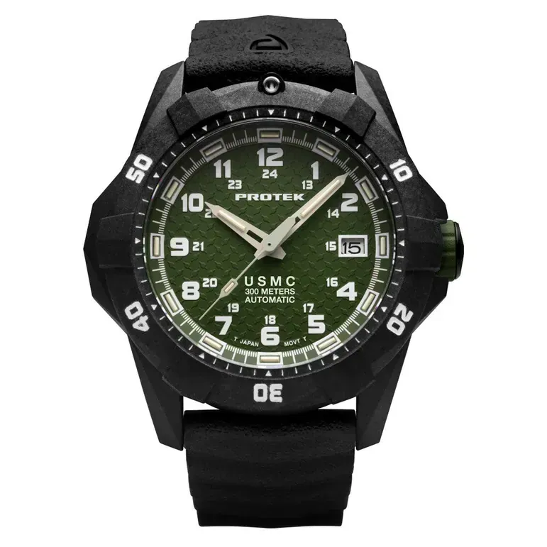 Protek USMC Automatic Tritium Dive Watch with Green Dial #PT1215