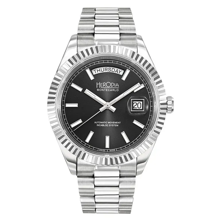 Herodia Monte Carlo Full Day Swiss Watch with Matte Black Dial #HMONSDYBK.AC