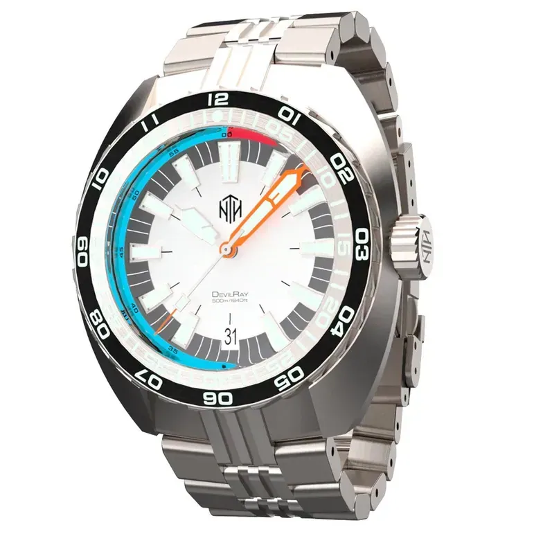 NTH DevilRay 500-Meter Automatic Dive Watch with Silver Dial and Date #WW-NTH-DRWD